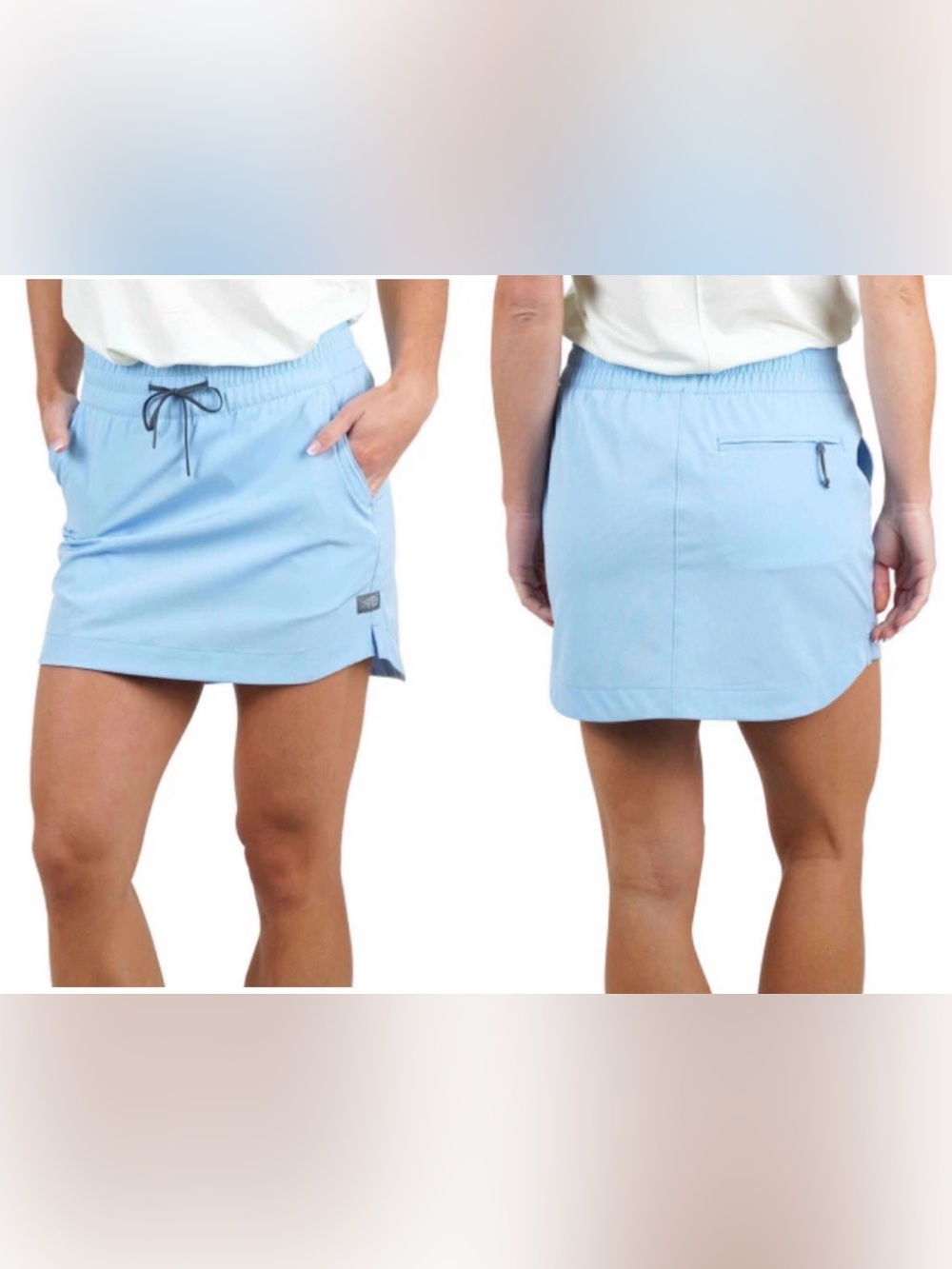 NWOT AFTCO Striking Fishing Baby Blue Stretch Elastic Waist Active Skort Large
